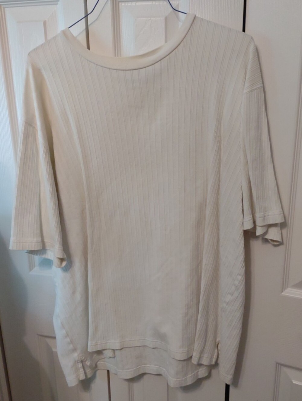 Men's Field Gear Ribbed Shirt XXL T Short Sleeve Knit Solid White Crew Overhead